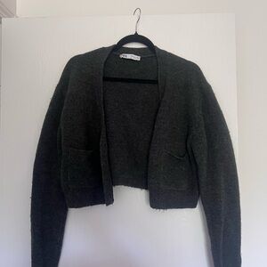 Zara Gray Cardigan Sweater Classic Knit